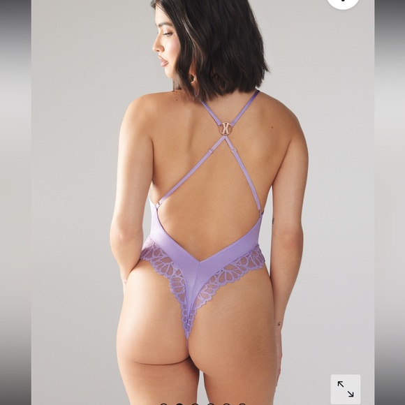 Savage X Fenty Purple Lavender Savage Not Sorry Lace Teddy Bodysuit - Picture 3 of 17